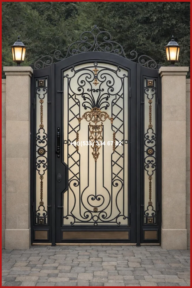 FERFORJE GARAJ KAPI MODELLERİ-MODERN VİLLA  KAPILARI-VİLLA KAPI MODELLERİ uyg19193